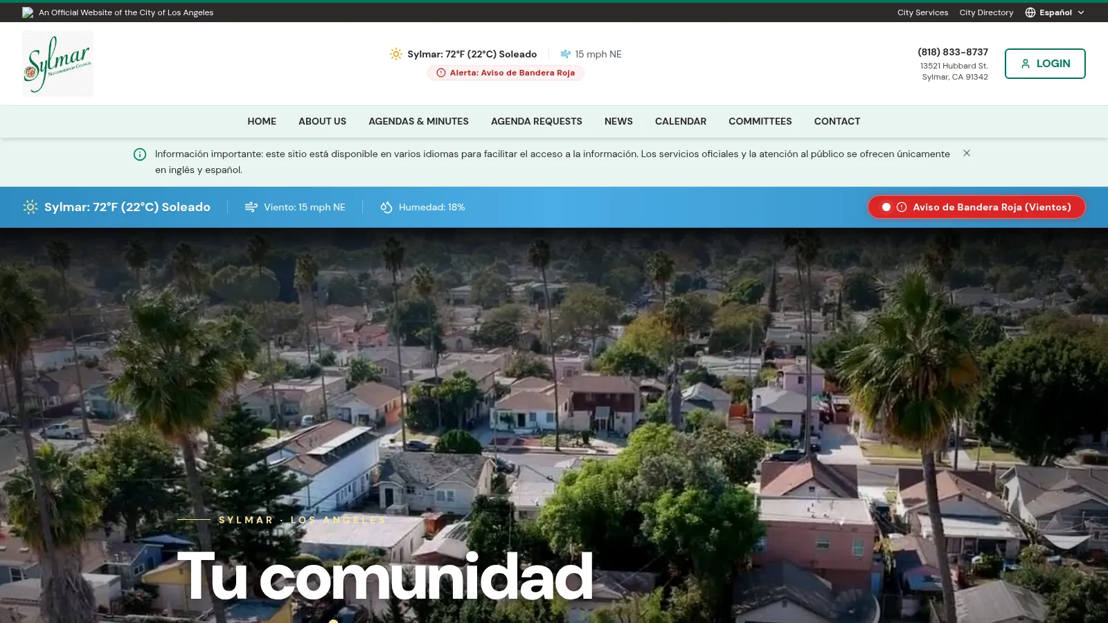 Website de Concilio Vecinal de Sylmar