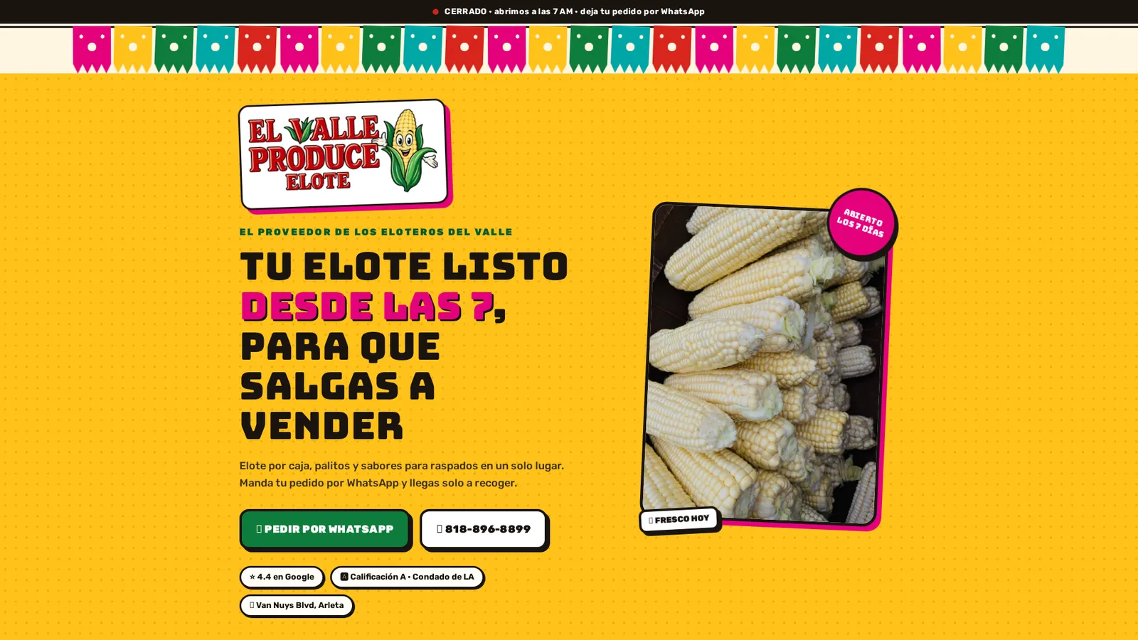 Website de El Valle Produce